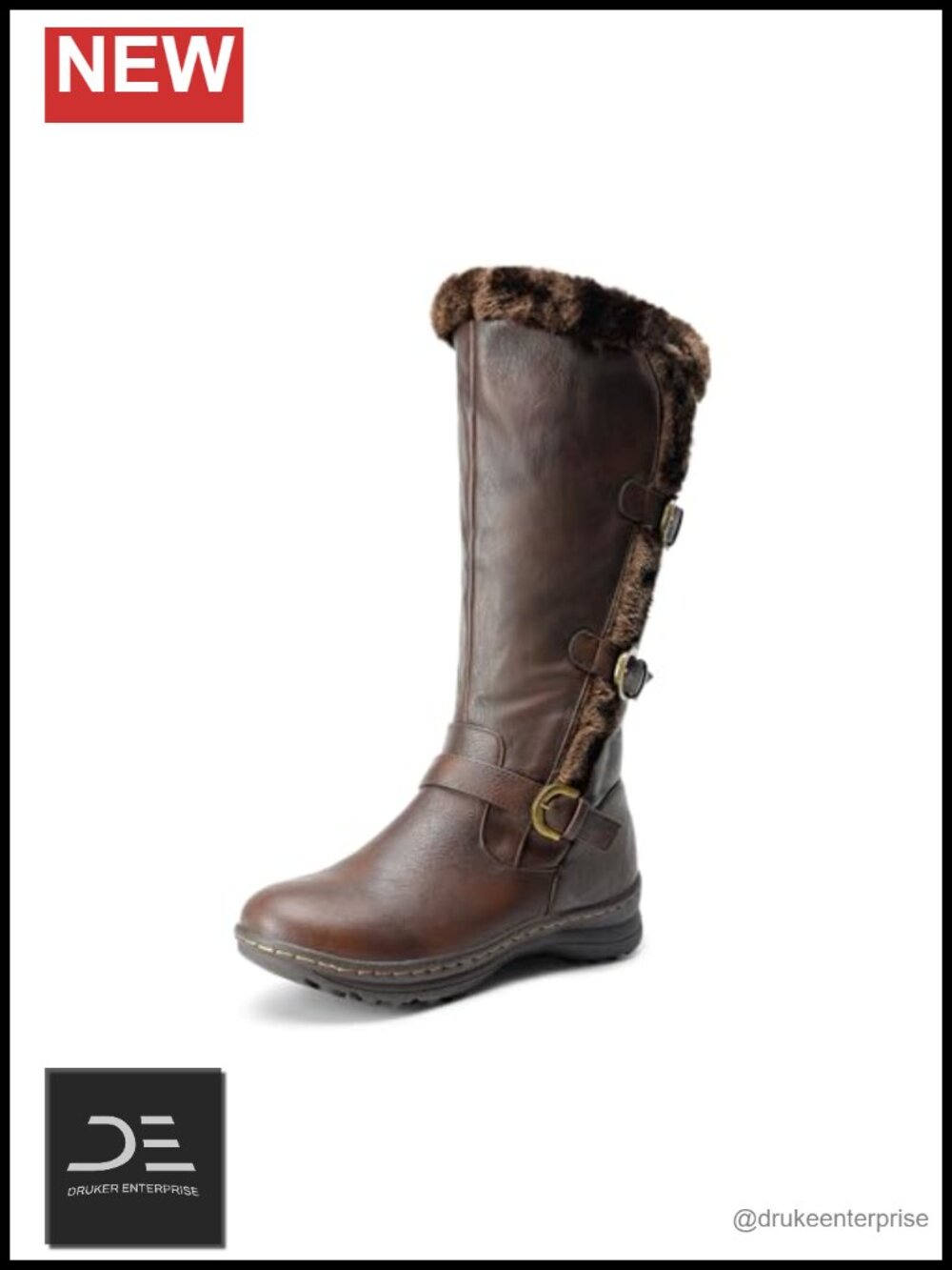 Women's Knee High Winter Boots Faux Fur Lining Zip Slip Resistant